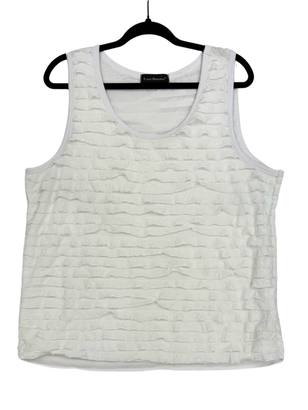 White Textured Ruffle Tank Top Sleeveless Layering Blouse
